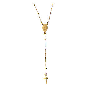 Agios rosary with Miraculous Medal, gold plated 925 silver