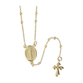 Agios rosary with Miraculous Medal, gold plated 925 silver