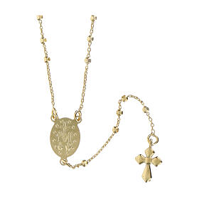 Agios rosary with Miraculous Medal, gold plated 925 silver