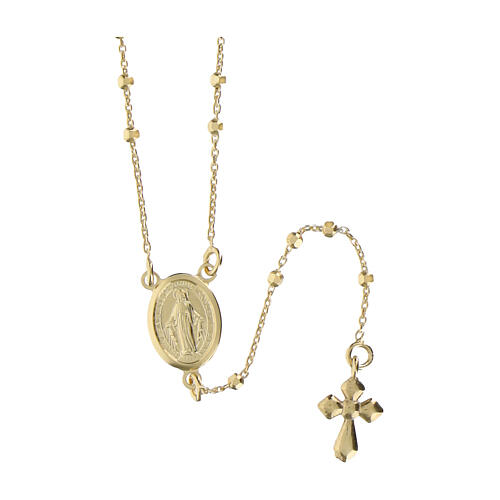 Agios rosary with Miraculous Medal, gold plated 925 silver 1