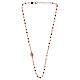 Rosary necklace with red and brown beads, rosé 925 silver, Agios s3
