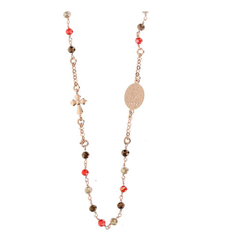 Collier rosé Agios argent 925 grains rouges et bruns 2