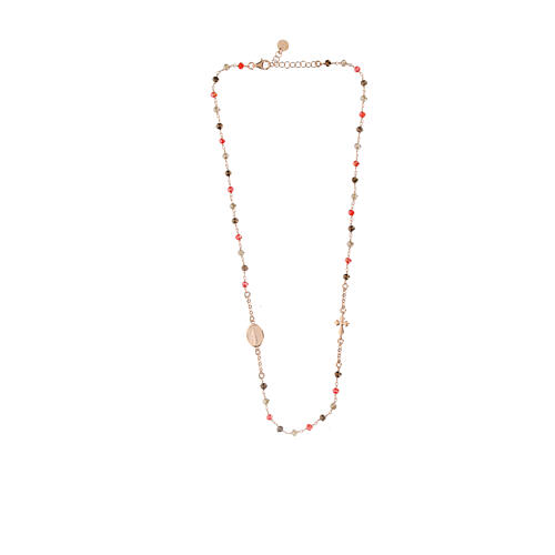 Collier rosé Agios argent 925 grains rouges et bruns 3