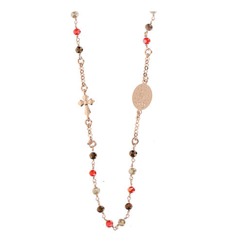 Collier rosé Agios argent 925 grains rouges et bruns 3