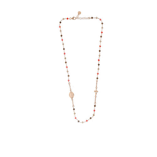 Collier rosé Agios argent 925 grains rouges et bruns 4