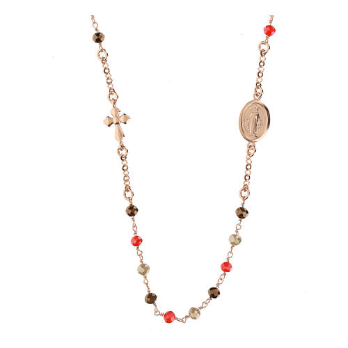 Rose necklace 925 silver multicolor orange Agios 1