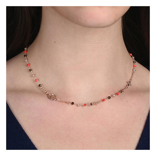 Rose necklace 925 silver multicolor orange Agios 2