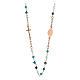 Agios necklace with blue beads and Miraculous Medal, rosé 925 silver s2