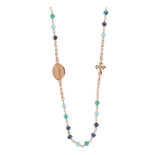 Collier Agios rosé grains nuances de bleu argent 925 1