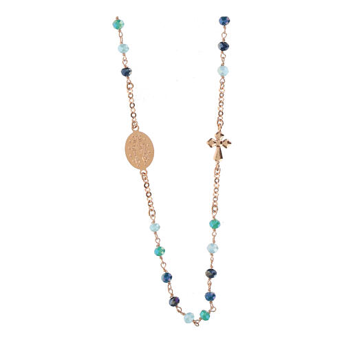 Collier Agios rosé grains nuances de bleu argent 925 2