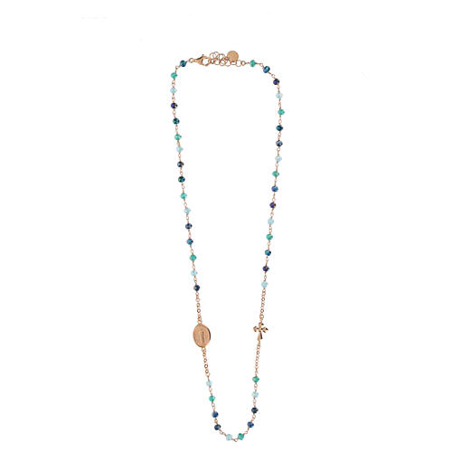 Collier Agios rosé grains nuances de bleu argent 925 3