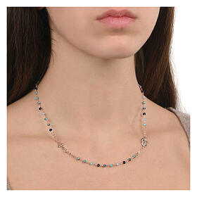 Collana Agios rose' multicolor celeste argento 925 