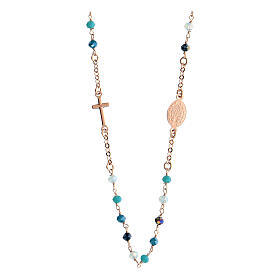 Multicolor sky blue rose necklace in 925 silver Agios