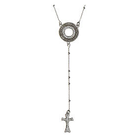 Rosario rodiato zirconi Benedictus argento 925