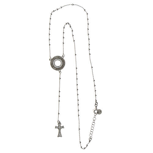 Terço rodinado zircões Benedictus prata 925 5
