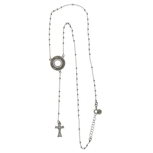 Rhodium-plated rosary necklace with Agios zircons in 925 silver 5