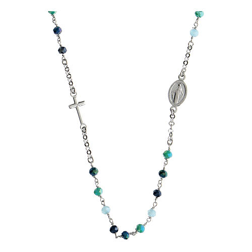 Collana rodiata multicolor Benedictus celeste argento 925  1