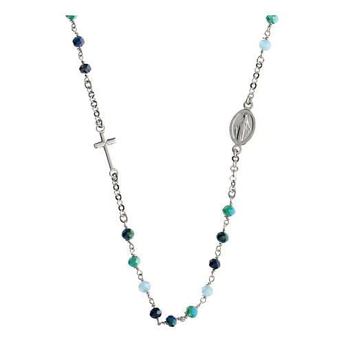 Multicolor rhodium-plated necklace Agios light blue 925 silver 1