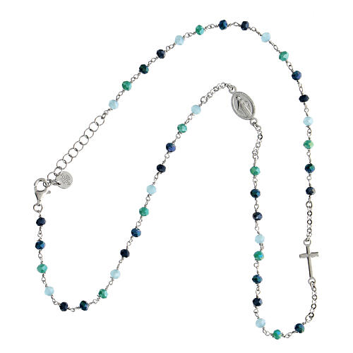Multicolor rhodium-plated necklace Agios light blue 925 silver 3