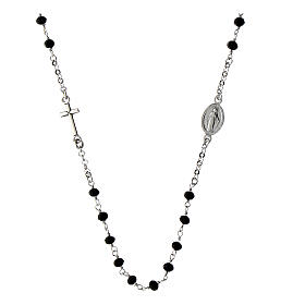 Rosary necklace with black beads, 925 silver, Agios