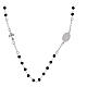Rosary necklace with black beads, 925 silver, Agios s5