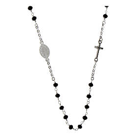 Collana Agios rodiata con pietre nere in argento 925