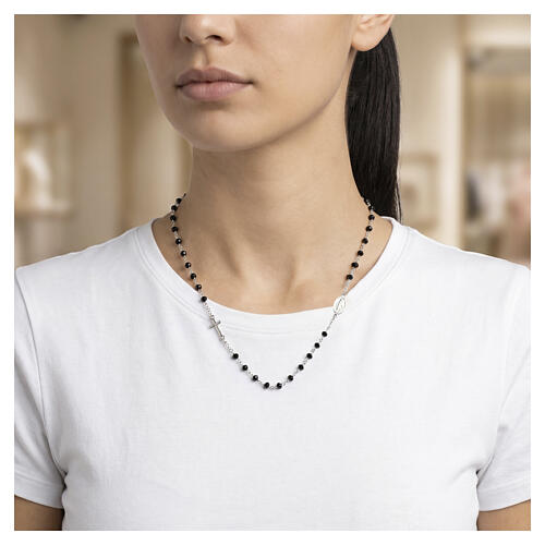 Collana Benedictus rodiata con pietre nere in argento 925 2