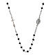 Rhodium-plated Mary necklace with black stones in 925 silver Agios s1