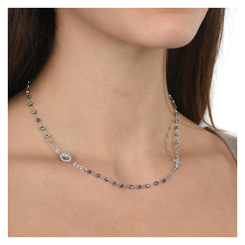 Kette von Agios, 925er Silber, rhodiniert, Hämatit 2