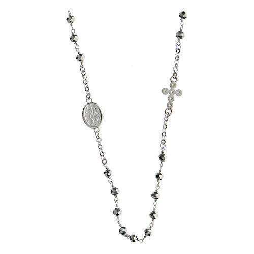 Rhodium-plated hematite necklace with 925 silver zircons Agios 2