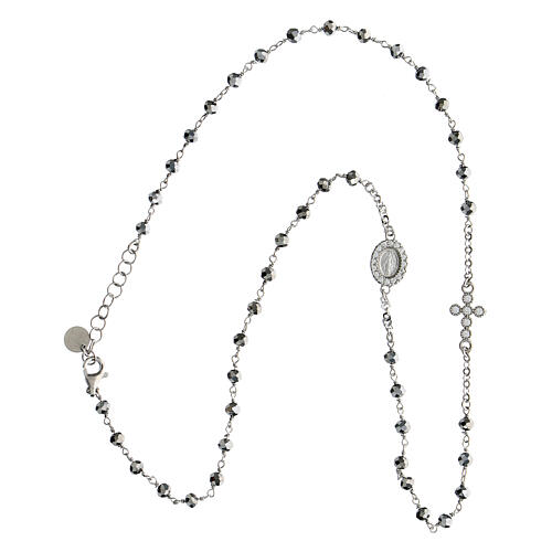 Rhodium-plated hematite necklace with 925 silver zircons Agios 3