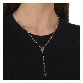 Rosenkranz von Agios, 925er Silber, rhodiniert, verschiedenfarbene Natursteine