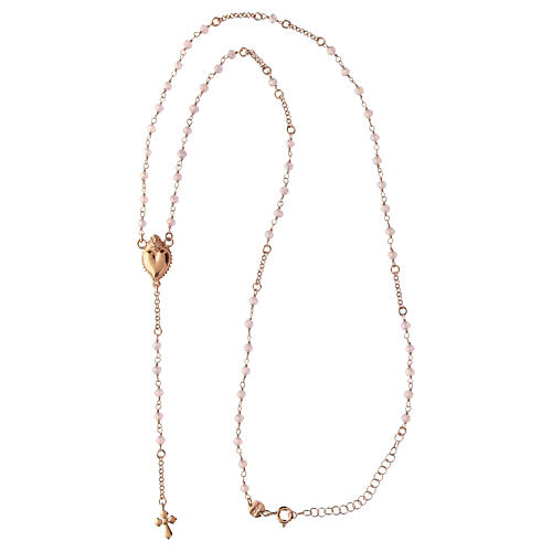 Agios rosary with Sacred Heart and pale pink beads, rosé 925 silver 3