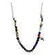 Collana Iesus croce Benedictus argento 925 zirconi blu s1