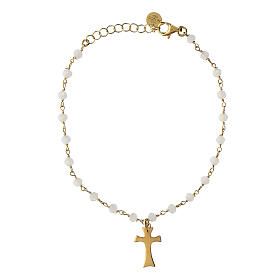 Bracelet pierres blanches croix dorée argent 925 Agios
