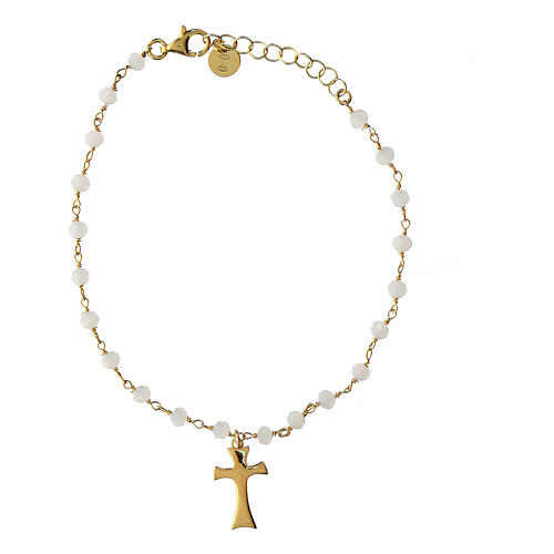 Bracelet pierres blanches croix dorée argent 925 Benedictus 3