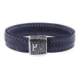 Armband von Benedictus, Pater, 925er Silber, blaues Leder