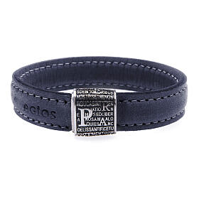 Bracciale Pater Agios argento 925 pelle blu 