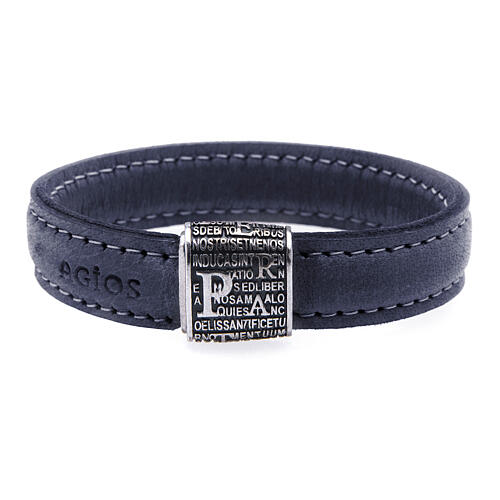 Pulseira Pater Agios prata 925 couro azul escuro 1