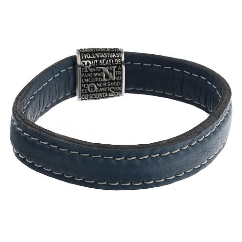 Pater bracelet in 925 silver and blue leather Agios 2