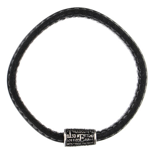 Armband von Agios, Pater, 925er Silber, schwarzes Leder 4