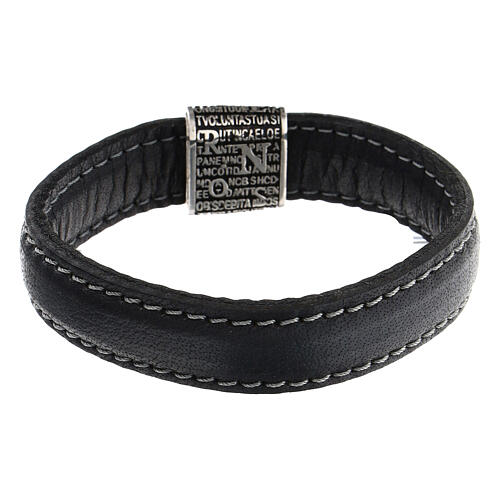 Bracelet Agios Pater argent 925 cuir noir 2