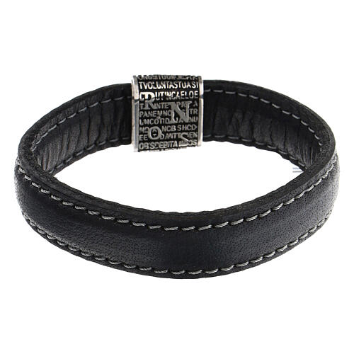 Bracelet Benedictus Pater argent 925 cuir noir 3