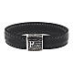 Bracelet Benedictus Pater argent 925 cuir noir s1