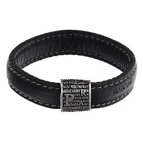 Pulseira Pater Agios prata 925 couro preto