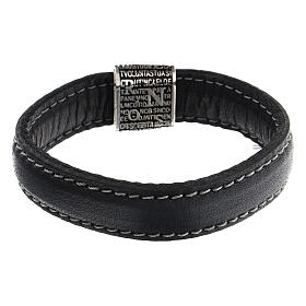 Pater bracelet in 925 silver black leather Agios