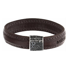 Pater bracelet by Agios, dark brown leather and 925 silver
