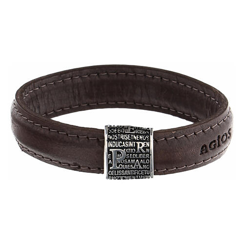 Pater bracelet by Agios, dark brown leather and 925 silver 1