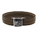 Pulsera Pater plata 925 Benedictus cuero marrón oscuro s1