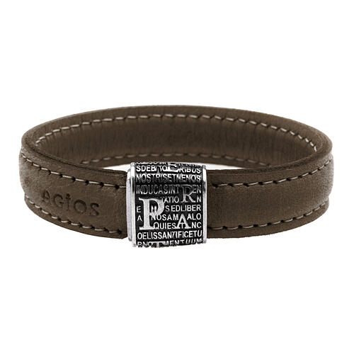 Bracciale Pater argento 925 Agios pelle testa di moro   1